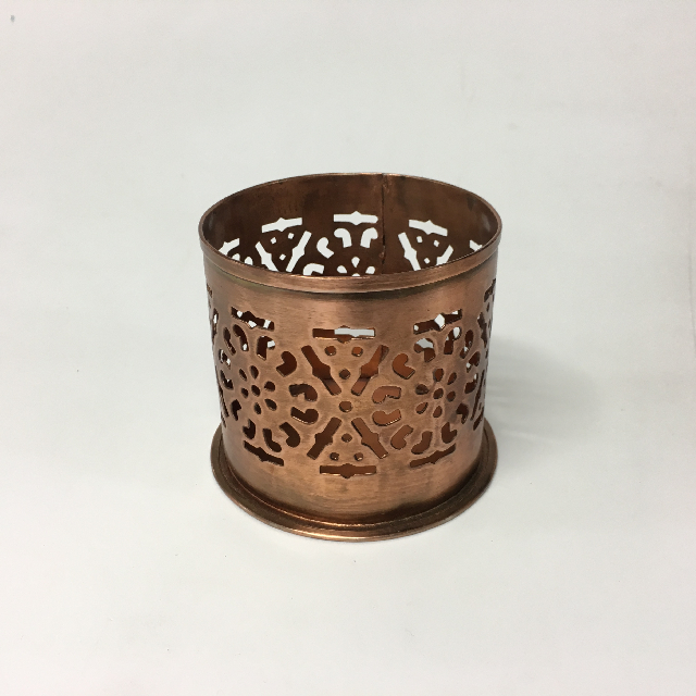 CANDLE HOLDER, Indian Antique Copper Cylinder 8cm Dia